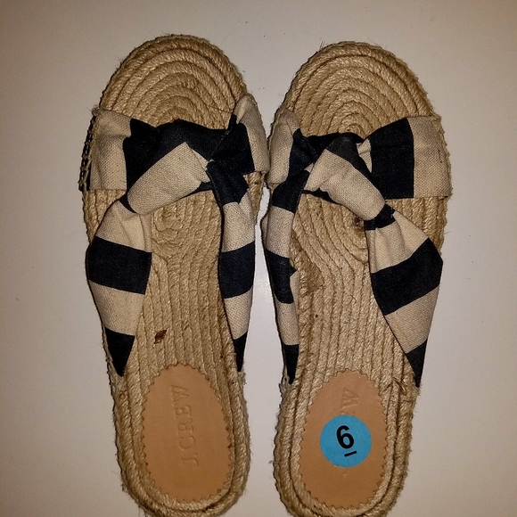 J. CREW knotted espadrille sandal size 6, navy/whi - Picture 1 of 8